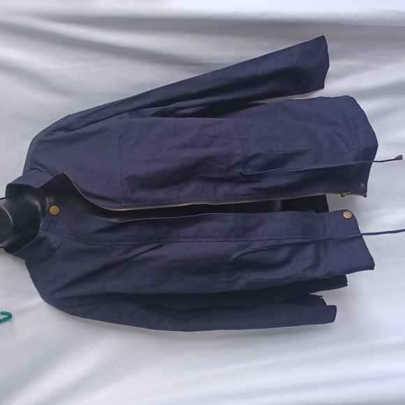 NWT ~ Agnes Orinda Navy Blue Drawstring Utility Jacket & Pockets ~ Plus Size 3X - Picture 4 of 7